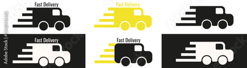 Fast Delivery icon set isolated transparent. Vector illustration car with fast move effect collection. Perfect business Fast Delivery logo tag concept for Delivery poster banner design. EPS 10