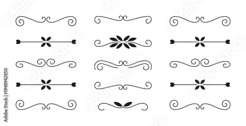 Set of ornate vector dividers with floral designs and elegant swirls