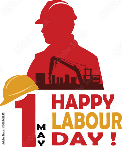 Happy Labour Day 1st May Greeting Illustration