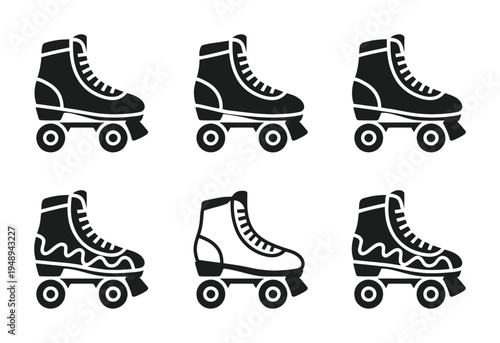 Vector of roller skates in various styles and designs