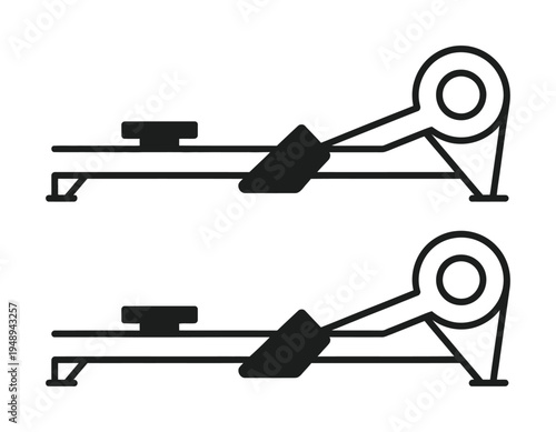 Vector of a person using a rowing machine in a fitness setting