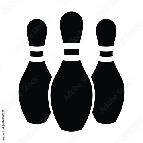 Vector graphic of three bowling pins standing upright