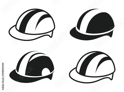 Four vector of construction helmets displayed in a grid layout