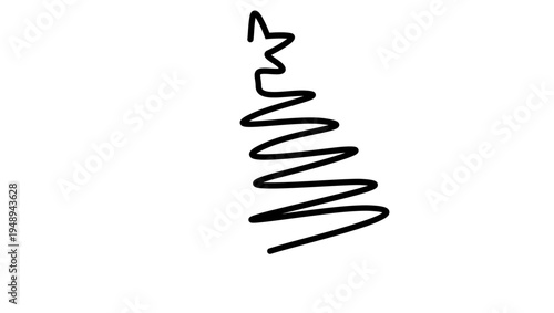 minimalist Christmas tree, black isolated silhouette