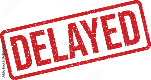 A distressed red rubber stamp clearly indicates the word DELAYED on a clean white background