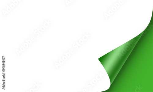 Konstfotografi Realistic page curl effect green color on a transparent background