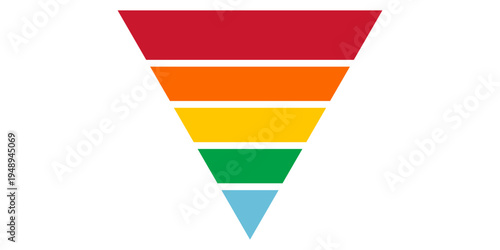 Colorful Sales Funnel with 6 stages of the sales process. Vector illustration.