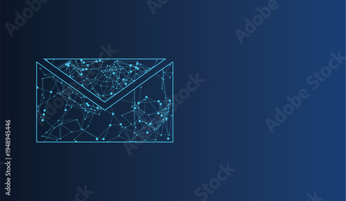 Abstract digital envelope icon, symbolizing global communication and network data transfer.