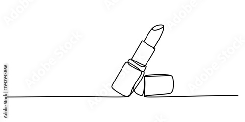 Open lipstick tube illustration with cap on white background