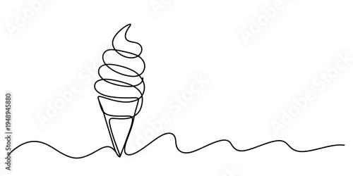 minimalist soft serve ice cream cone line art