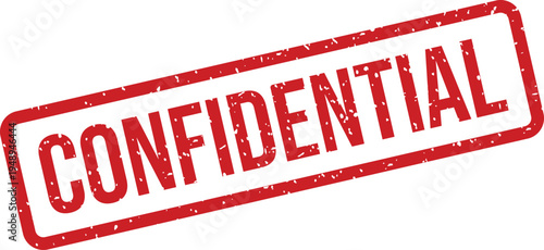 A prominent red rubber stamp clearly displays the word CONFIDENTIAL on a clean white surface