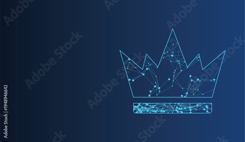 Digital network crown icon symbolizing technological leadership and supreme innovation achievement