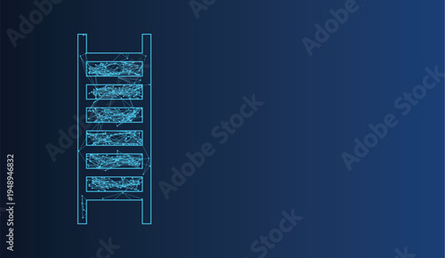 Futuristic digital ladder with interconnected glowing lines, symbolizing progress, innovation, and network.