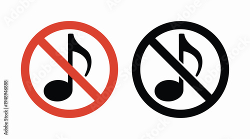 No Music Notes Sign – Do Not Play Music Icon