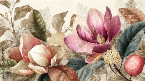 Delicate flower watercolor, soft boho background for home decor, stationery, or bridal showers, romantic and vintage.
