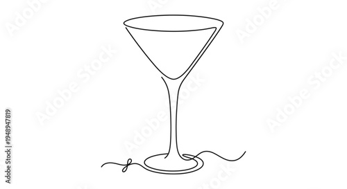 Martini cocktail glass line art vector illustration