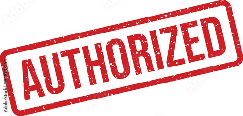 A rectangular red rubber stamp with a distressed texture displaying the single word AUTHORIZED on a clean white field