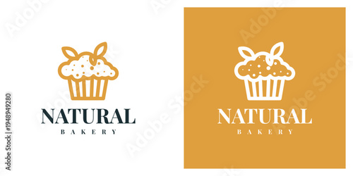 natural bakery logo, cupcake icon