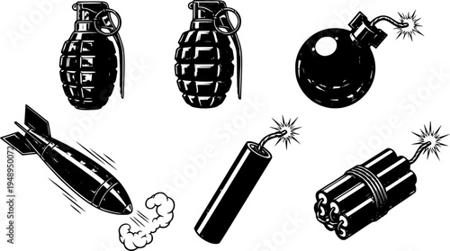 Cartoon Danger and Explosion Effect Icon Set - Boom Blast Game UI Icons Vector