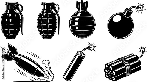 Cartoon Danger and Explosion Effect Icon Set - Boom Blast Game UI Icons Vector