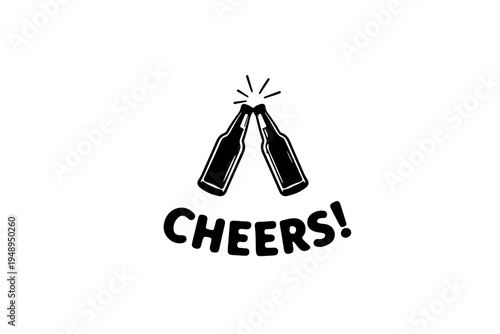 Cheers Toast with Beer Bottles vector Illustration