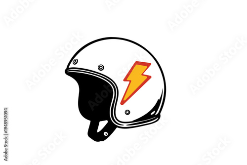 Motorcycle Helmet with Lightning Bolt Graphic