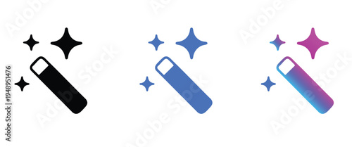 Colorful starburst icons with gradient effects and sparkles