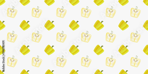 bell pepper seamless pattern. paprika seamless pattern. whole and sliced yellow bell pepper background illustration
