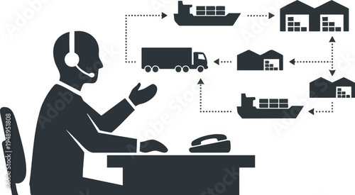 Logistics Management and Supply Chain Coordinator Illustration