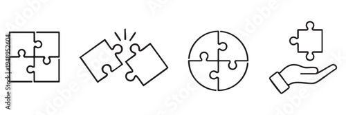 A set of four puzzle icons in different configurations