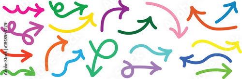 Multicolored arrows on white background