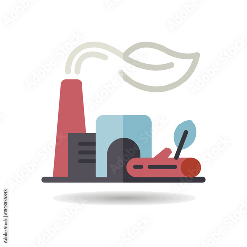 Biomass energy plant outline vector icon