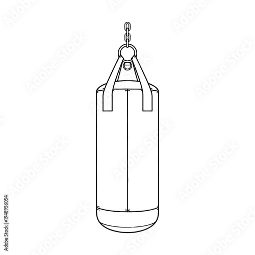 Punching bag outline icon for boxing training martial arts fitness gym equipment and combat sports workout.