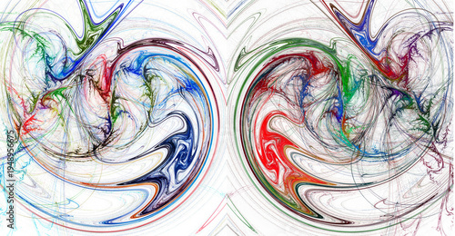 Foto Abstract symmetrical blurred pattern of multi-colored swirls on a white background