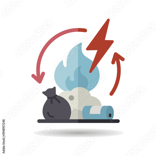 Waste to energy conversion outline vector icon