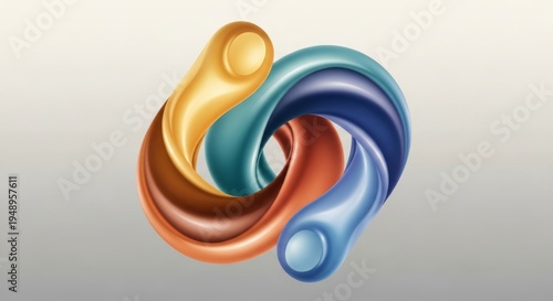 Colorful Abstract Intertwined Swirl Symbol Design