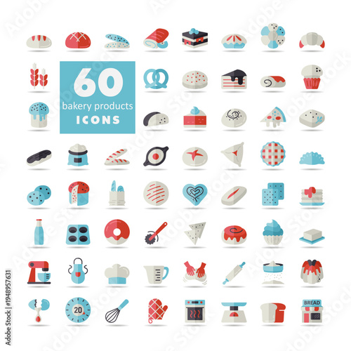 Bakery and Kitchen Essentials Vector Icon Set