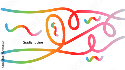 Colorful swirling lines and squiggles in a vibrant abstract design on white background