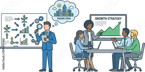 Business Team Planning Growth Strategy and Future Vision
