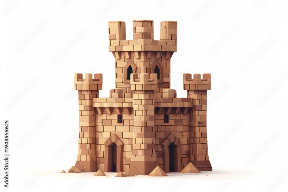 Fototapeta premium Castle icon, fairy tale forts, old towers, medieval castles, kingdom symbol, king home, fairytale fortress