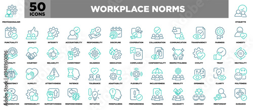 Workplace Norms Icon Sheet Line Color