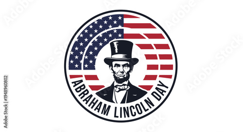 Abraham Lincoln Portrait in Top Hat.