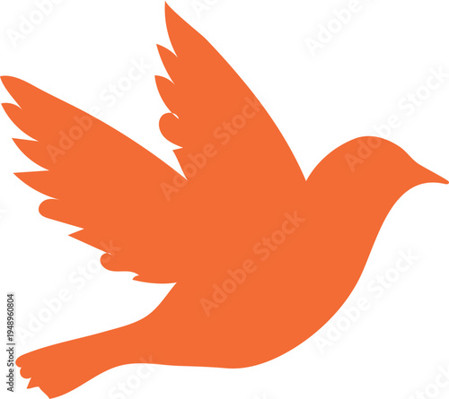 Vibrant orange bird in mid flight with wings spread