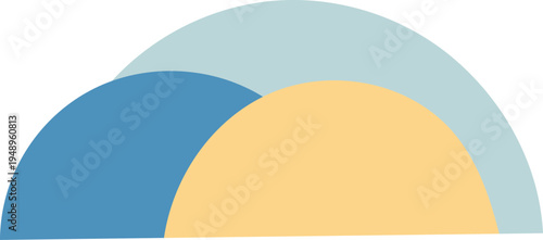 Colorful semicircles in blue, yellow, and green