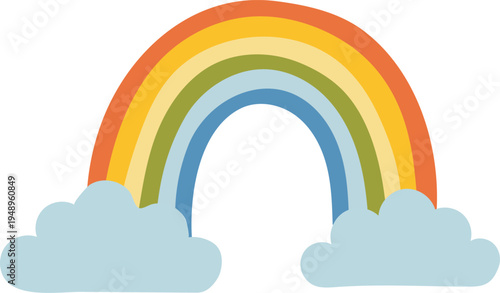 Colorful rainbow with clouds