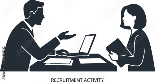 Business Meeting and Recruitment Interview Silhouette Vector