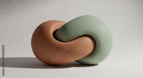 Interlocking Abstract Sculpture of Smooth Organic Forms
