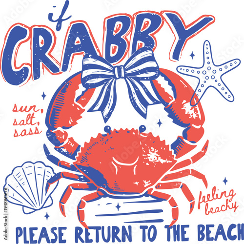 If Crabby Please Return To The Beach svg png, Trendy Coastal Summer svg