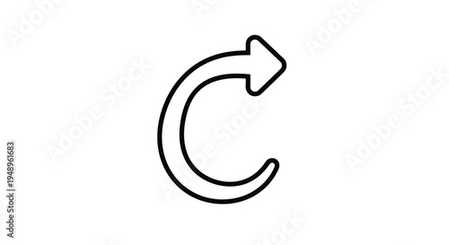 A black and white arrow forming a circular shape with a gap at the bottom