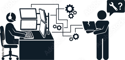 IT Technical Support Specialist Helping Client With Broken Laptop